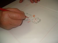 Mãos que desenham pela 1º vez